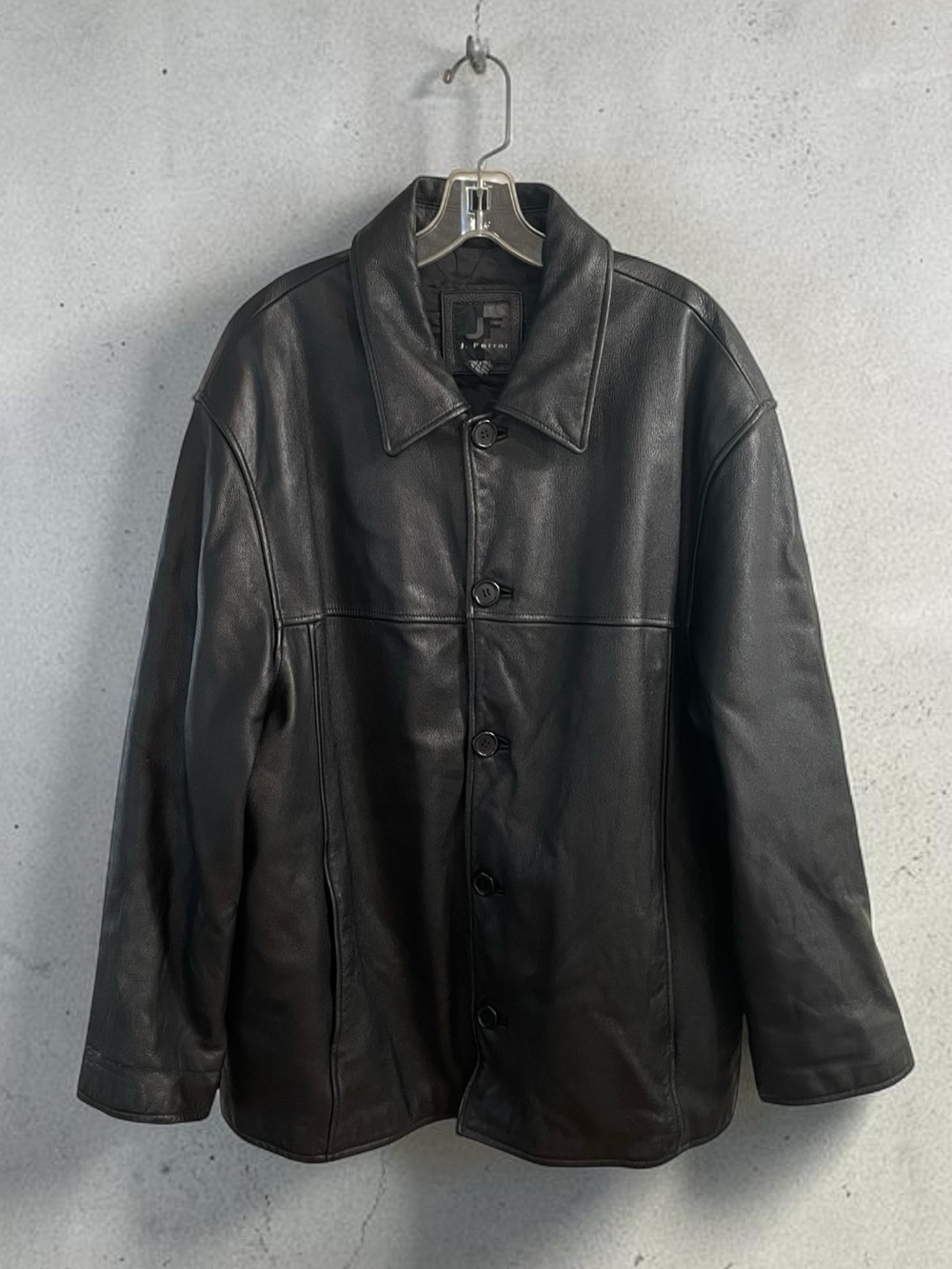 Vintage Y2K J Ferrar Genuine Leather Car Coat Jacket Men’s XL Black
